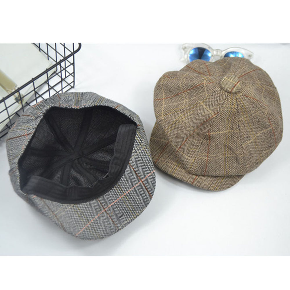 Mũ beret lưỡi trai họa tiết caro kiểu châu Âu cổ điển/ Nón bát giác mỏ vịt họa sĩ nam nữ có chun co dãn chỉnh size vải bố/ mũ nồi cho người cao tuổi- Smice House