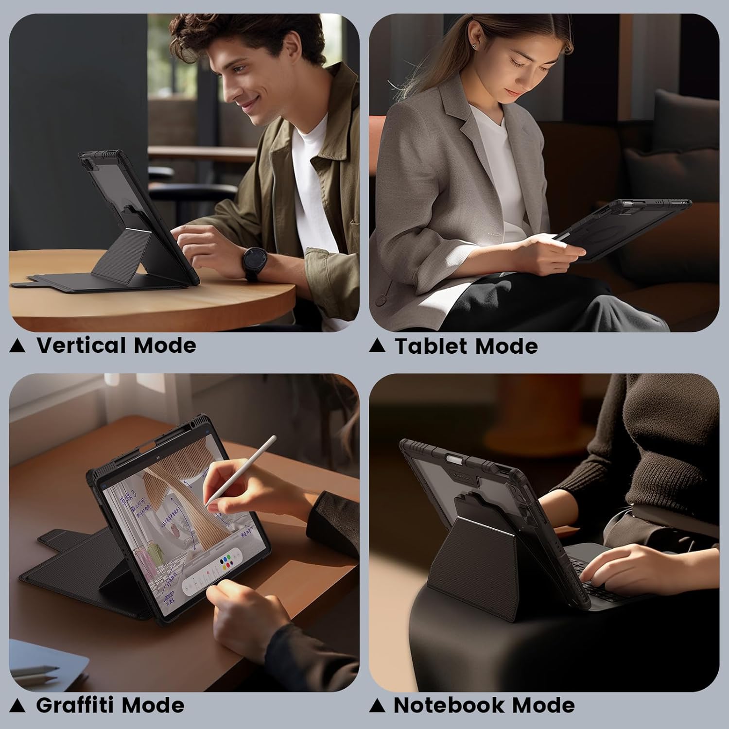 Bao Da Kèm Bàn Phím cho iPad Air 11 inch &amp; iPad Air 13 inch M2 M3 2025/2024 Nillkin Bumper Link Combo Case Keyboard - Hàng Chính Hãng