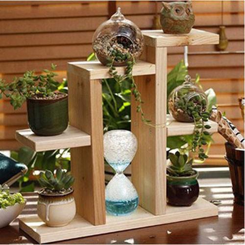Kệ gỗ, giá đỡ cây cảnh trang trí phòng bàn làm việc lắp ghép tiện lợi 40x40x12cm