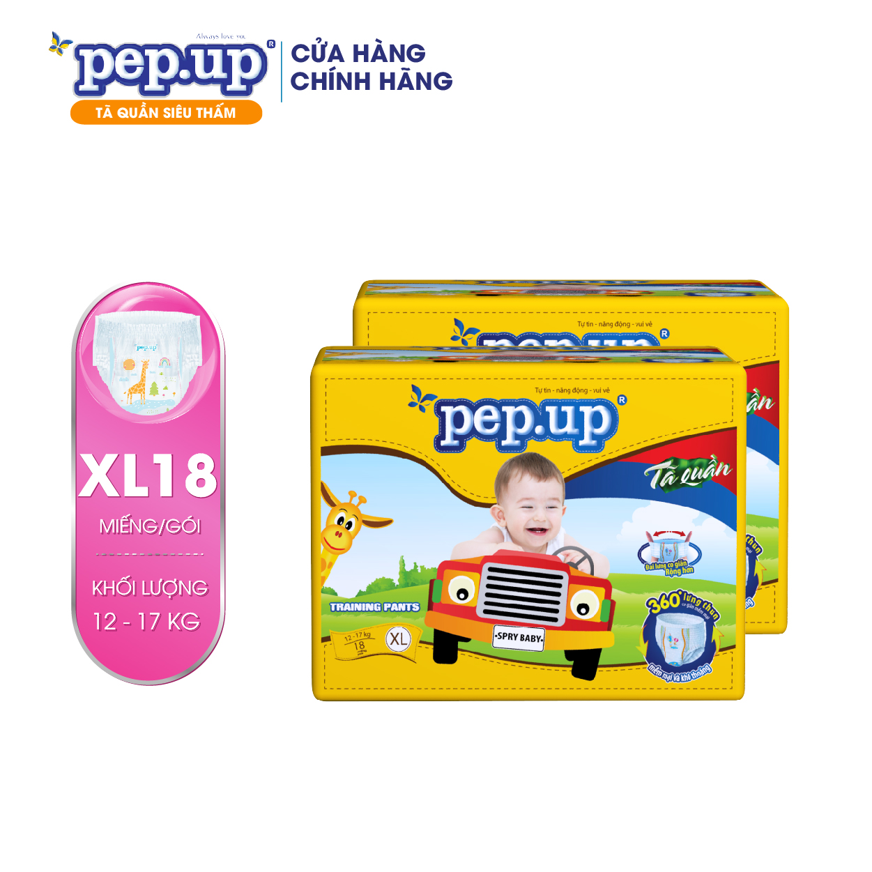Combo 2 Gói Tã Quần Pep.up Vàng - Size XL