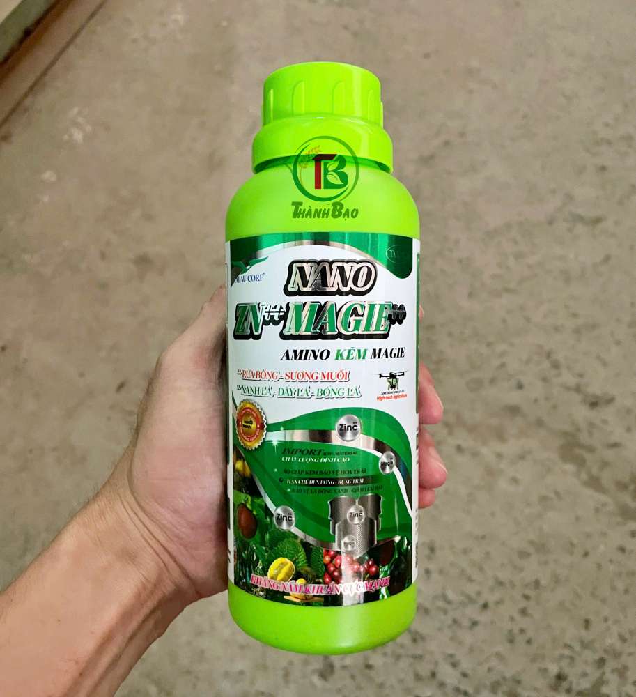 ZinTras Amino Kẽm Magie Nano (chai 500ml) Rửa Bông Sương Muối, Xanh Lá Dày Lá, Bóng Lá, áo Giáp Kẽm Bảo Vệ Hoa Trái