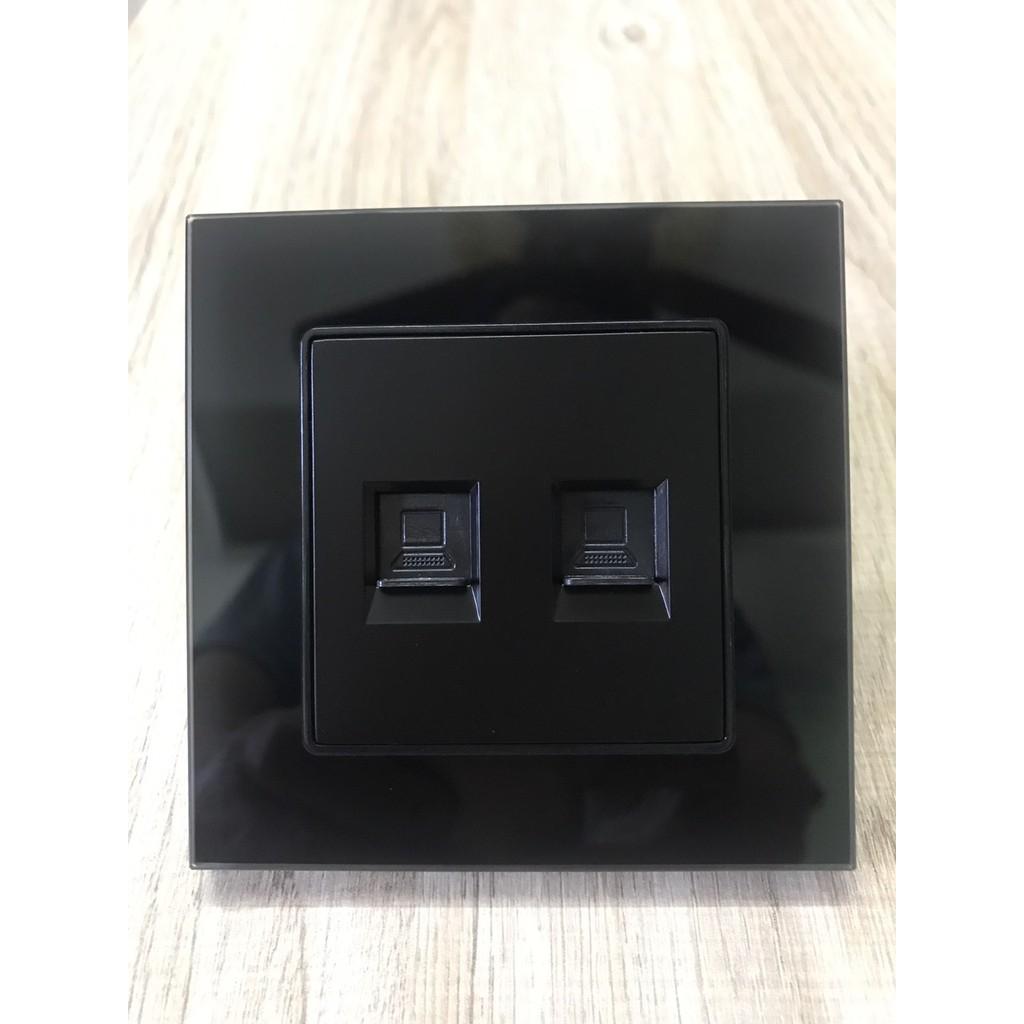 Ổ cắm 2 cổng mạng âm tường mặt kính cường lực ATS-UKB-L2