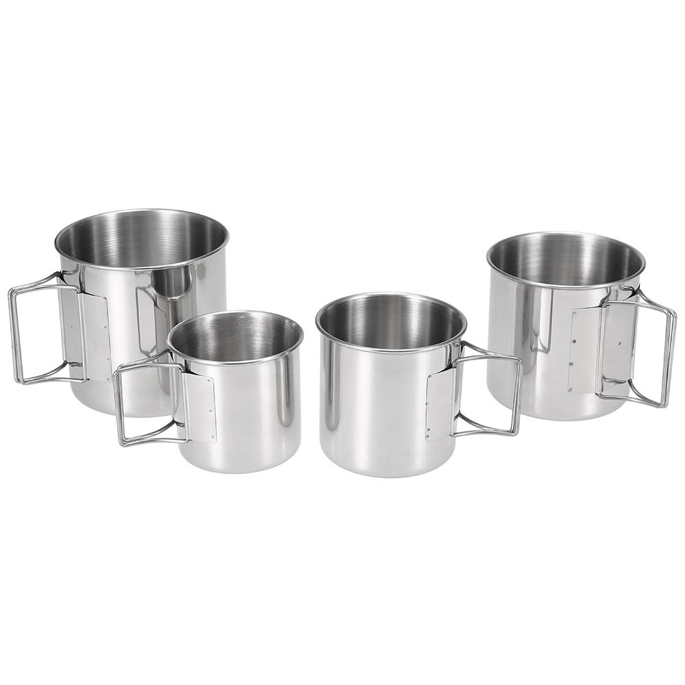 Bộ 4 cốc thép không gỉ đựng nước uống có thể xếp chồng lên nhau có tay cầm