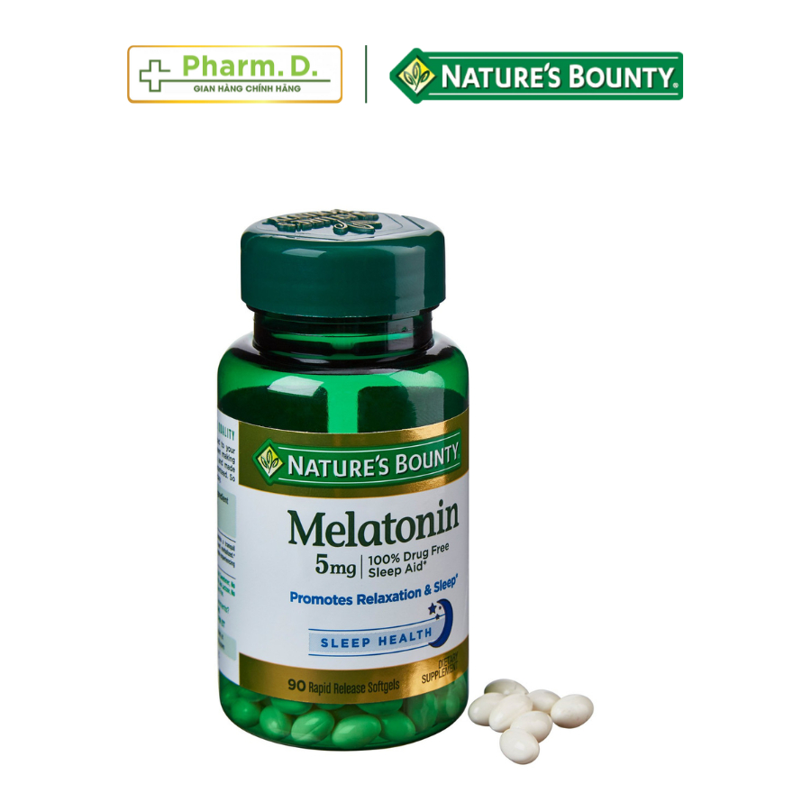 Viên uống hỗ trợ đều hòa giấc ngủ, giảm stress NATURE'S BOUNTY Melatonin 5mg (60 Viên)