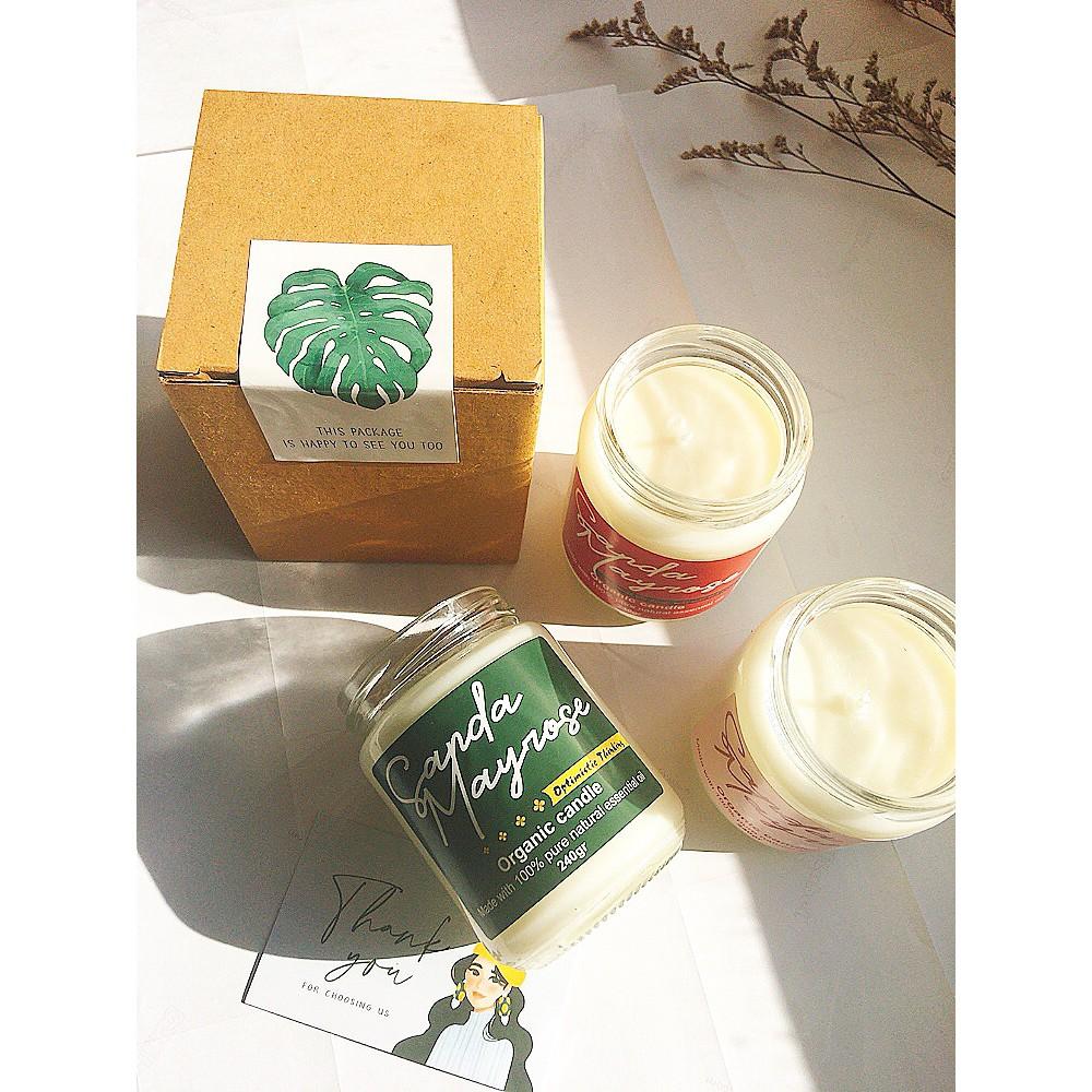 Nến thơm phòng cao cấp thư giãn trang trí với tinh dầu thiên nhiên Sanda Mayrose Xuất khẩu 240g sáp đậu nành organic