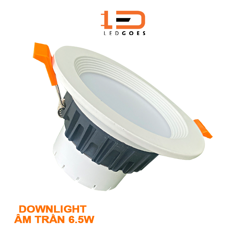 Đèn Led Âm trần LEDGOES DOWNLIGHT 6,5W Lỗ khoét phi 90mm Đèn trần trang trí thiết kế sang trọng, Đế tản nhiệt cao cấp, Siêu sáng, Tiết kiệm điện, Tuổi thọ đến 30.000 giờ - Bảo Hành 2 năm