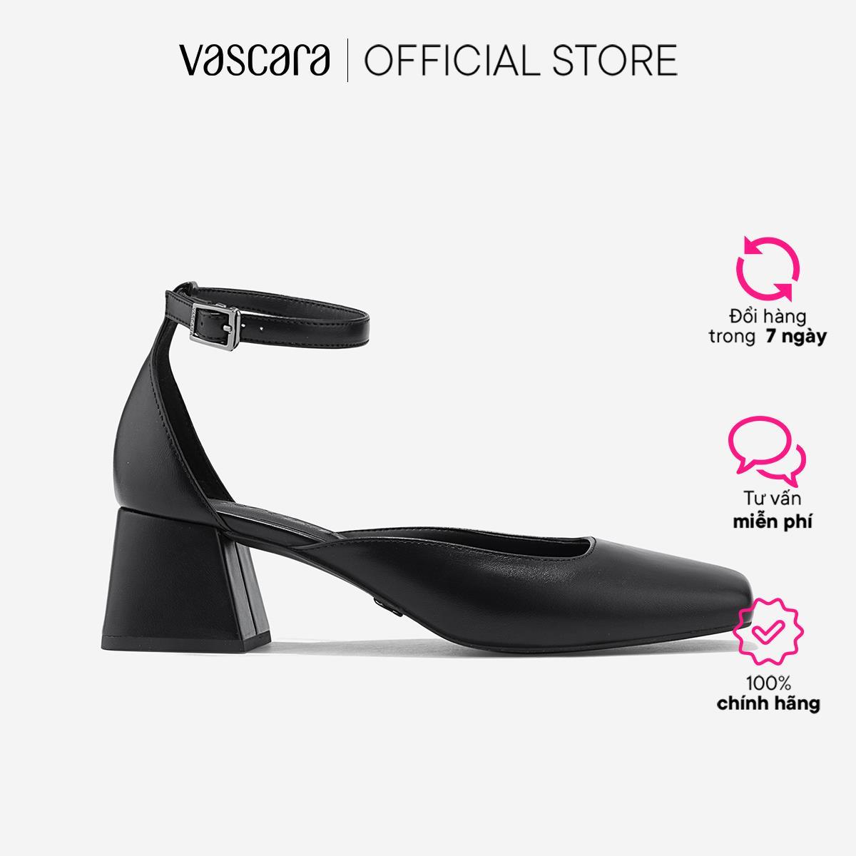 Vascara Giày Bít Mũi Vuông Ankle Strap - BMN 0670