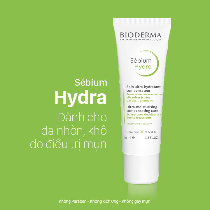 Kem dưỡng cấp ẩm dành cho da dầu, da mụn BIODERMA Sébium Hydra 40ml