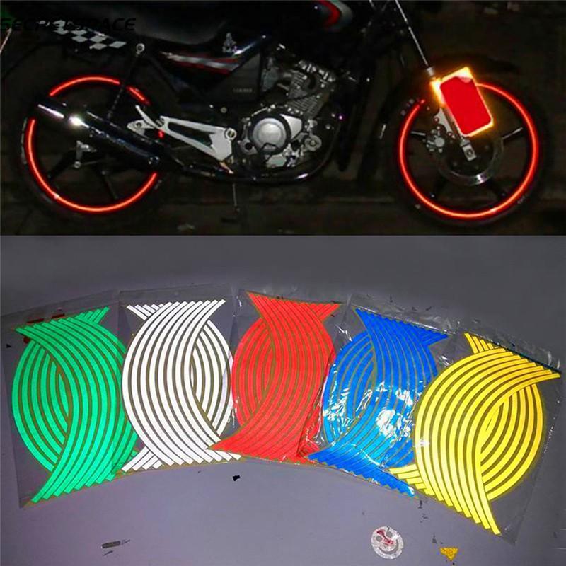 Bộ 16 dây dán vành bánh xe máy/ xe đạp cỡ 17 '/ 18' màu phản quang đẹp mắt