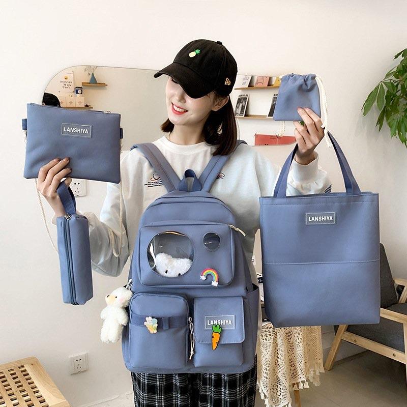 SET BALO 4 MÓN ĐI HỌC, SET BALO THỜI TRANG - MICA GẤU