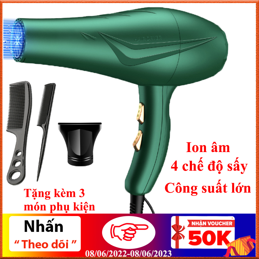 Máy sấy tóc công suất lớn 3500W tạo kiểu tóc chuyên nghiệp 2 chiều nóng lạnh 4 chế độ sấy điều chỉnh nhiệt độ