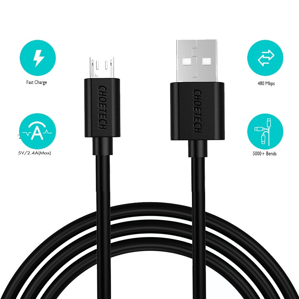 Cáp Micro USB Sạc Nhanh Nhanh USB Sang Micro USB 2.0 CHOETECH mã AB003 - Hàng Chính Hãng