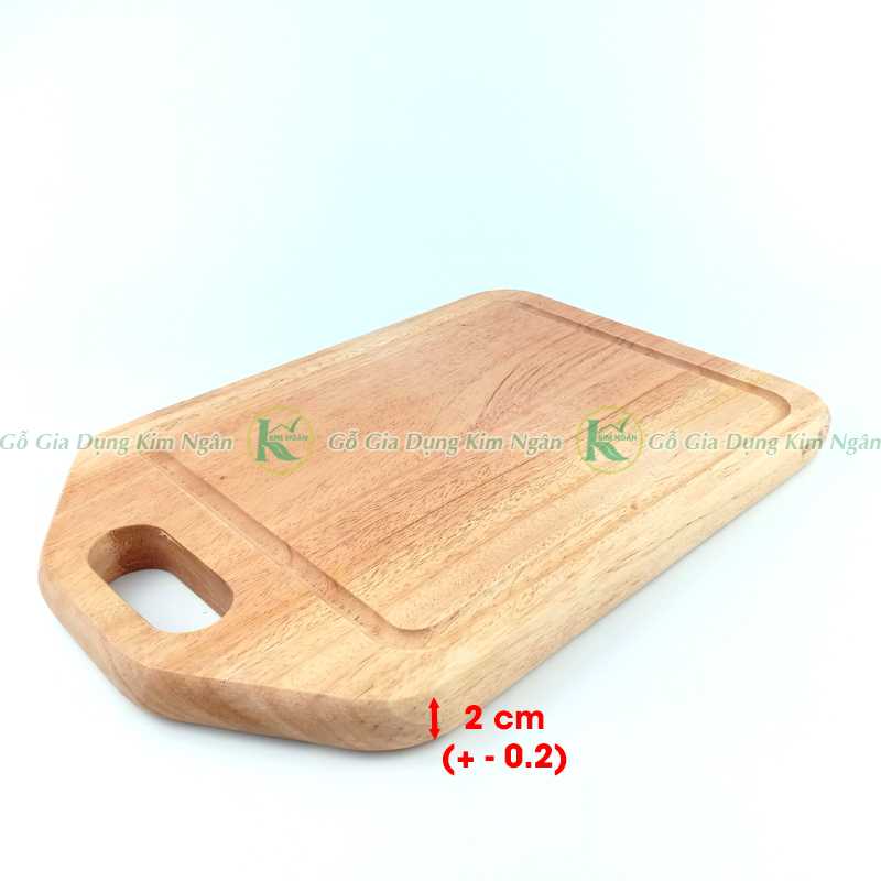 Thớt Gỗ Chữ Nhật Quai Cầm Rãnh Thu Hồi Nước Dầu Bẩn Dành Cho Căn Bếp Việt - Gỗ Kim Ngân