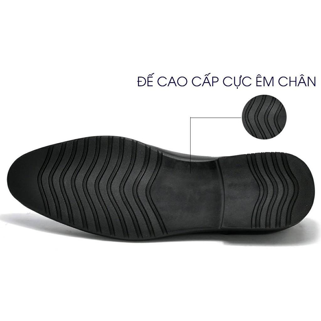 giày tây Nam không dây công sở lịch lãm, mẫu giày lười đen bóng không dây hót nhất 2019