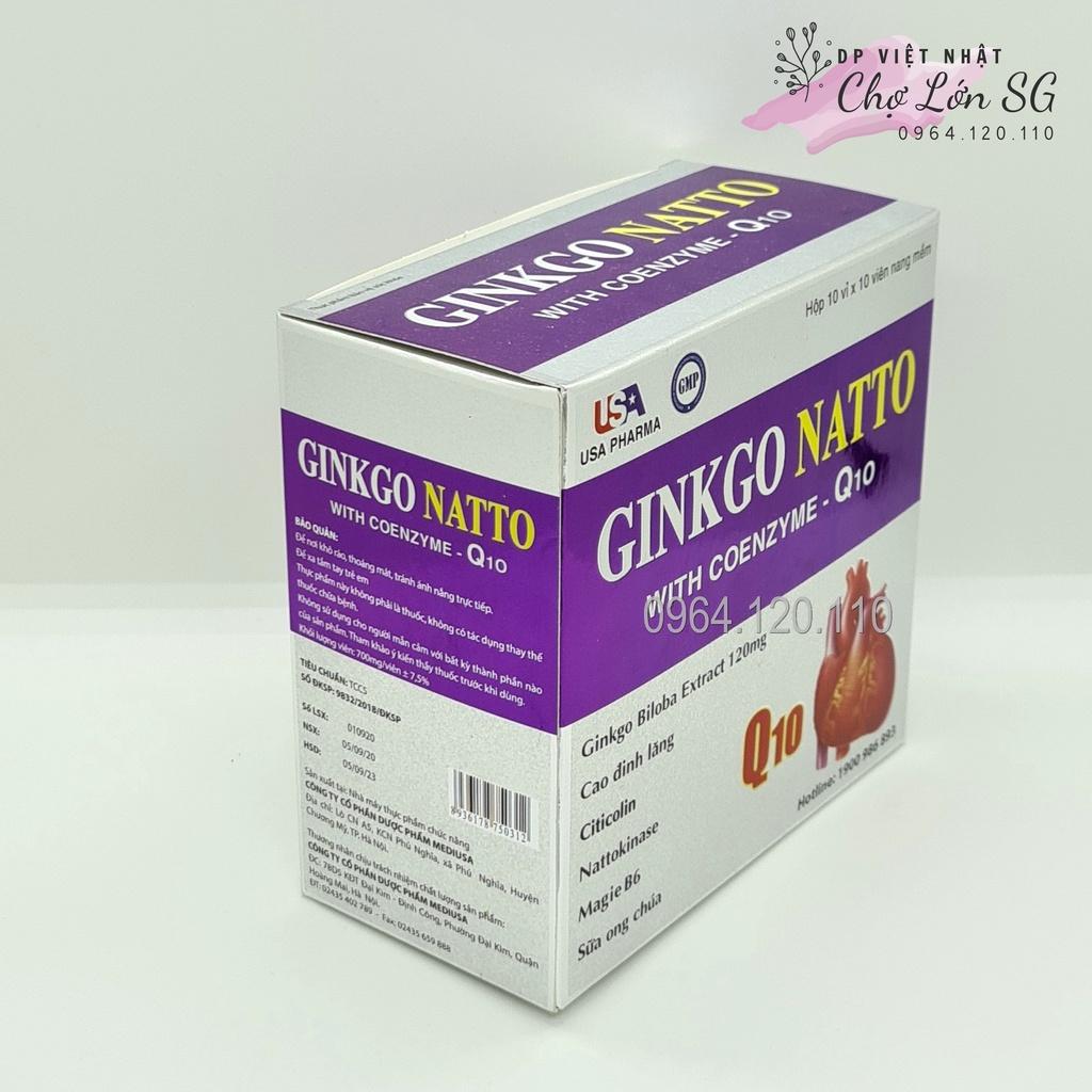 Bổ não GINKGO NATTO Coenzym Q10 tím tăng cường lưu thông tuần hoàn não - Hộp 100 viên