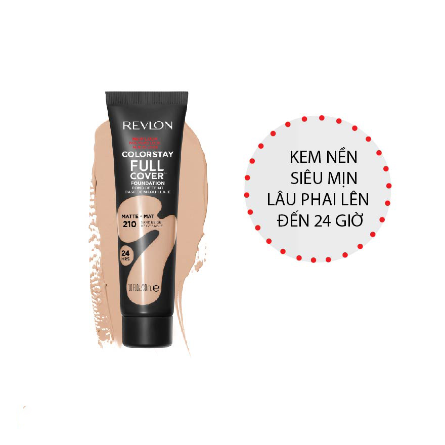 Kem nền che phủ toàn diện lâu phai Revlon 24h 30ml - 210 Sand Beige