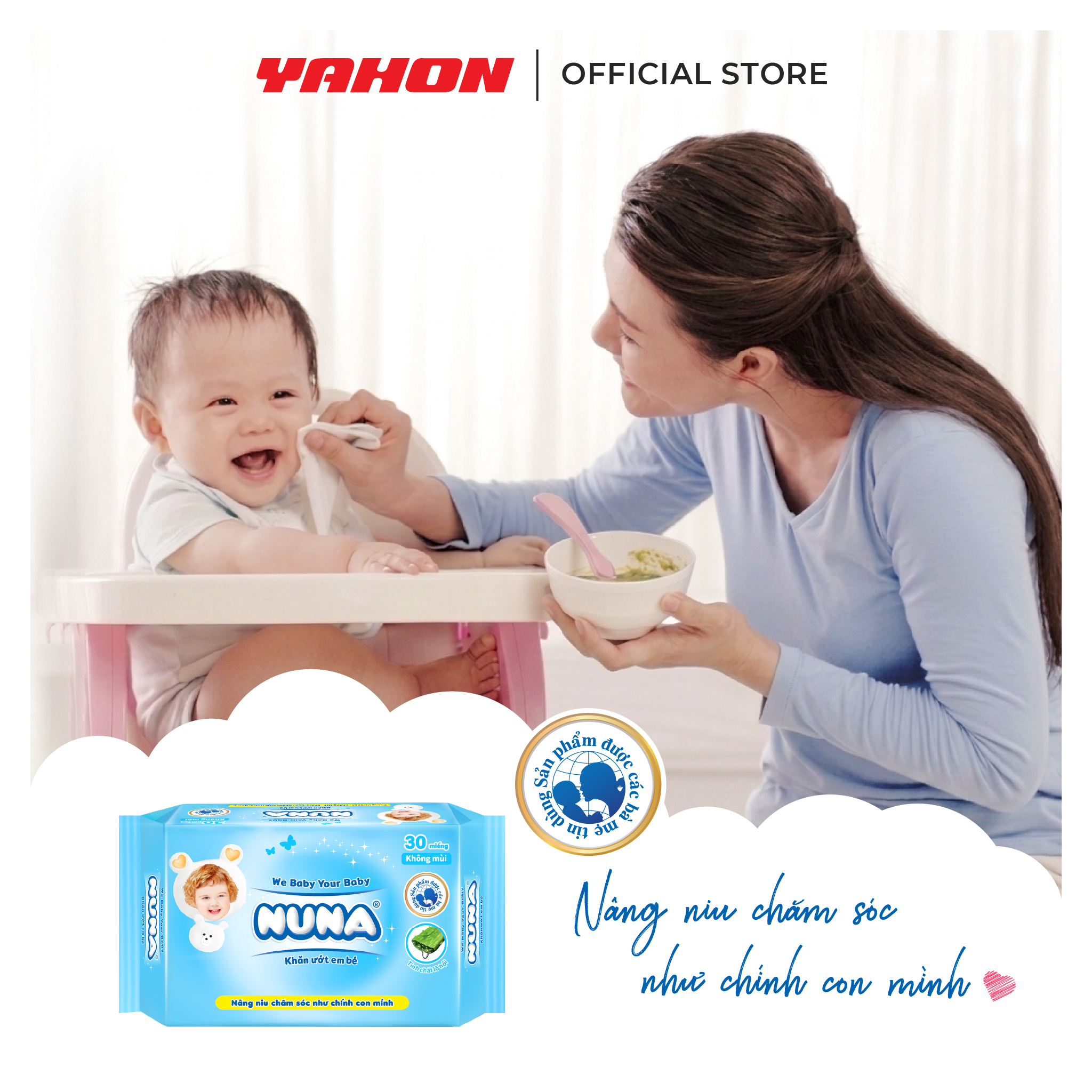 Khăn Ướt Em Bé Nuna Không Mùi 30 Miếng | An Toàn, Dịu Nhẹ Cho Da Nhạy Cảm, Gói Nhỏ Tiện Lợi