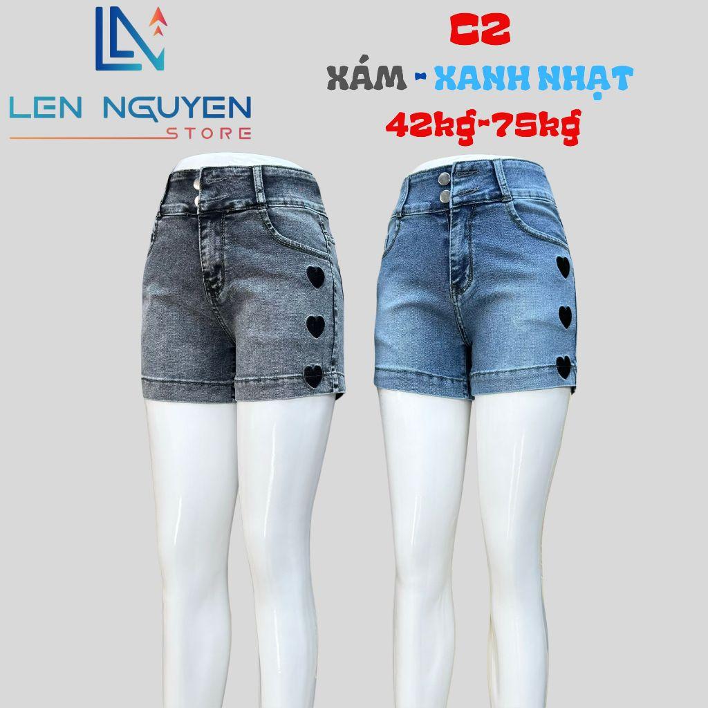 C2_Quần jean nữ, đùi, lưng cao, quần bò nữ dáng ôm, quần rin nữ có big size, cho 42kg đến 75kg,LEN NGUYEN STORE - Xanh Nhạt