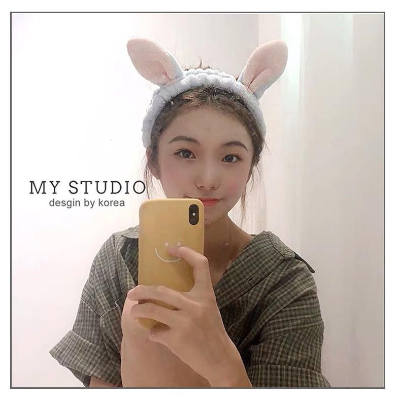 Băng đô nữ tai thỏ vải nhung siêu xinh