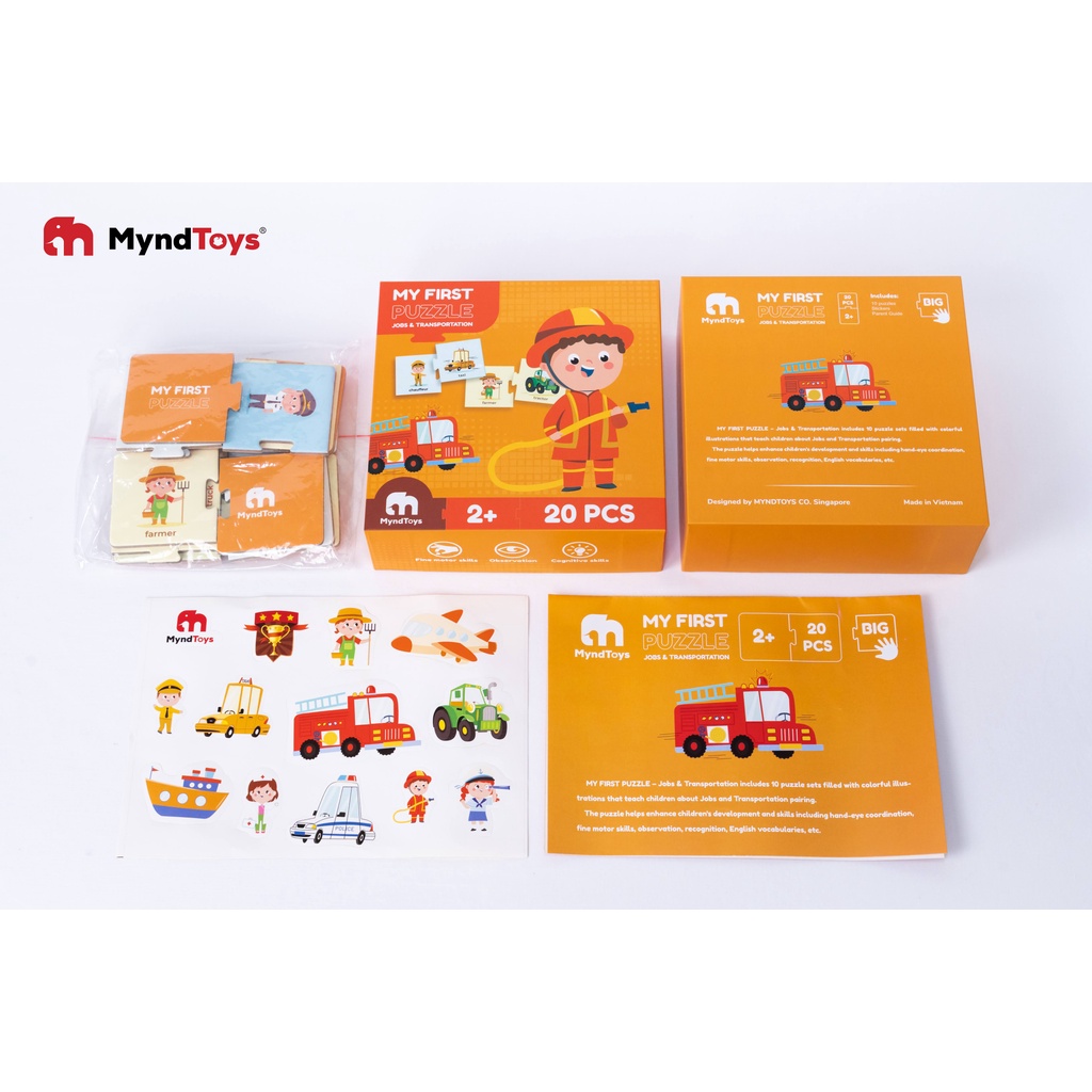 Đồ Chơi Xếp Hình MyndToys My First Puzzle - Jobs & Transportation (Chủ Đề Nghề Nghiệp) Dành Cho Bé Trên 2 Tuổi