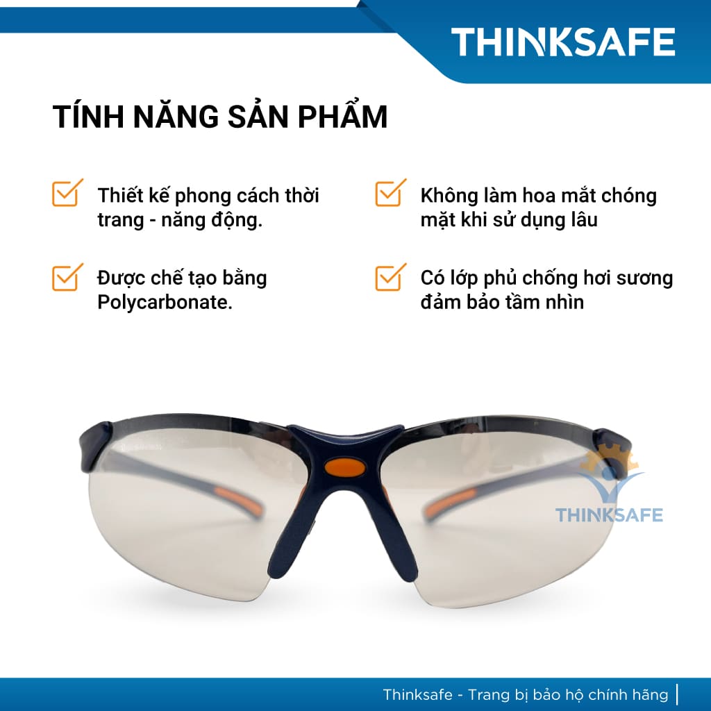 Kính chắn bảo hộ King's Thinksafe, chống tia uv cao cấp, bảo hộ đa năng, chống bụi đi đường, dùng lao động màu đen KY313B