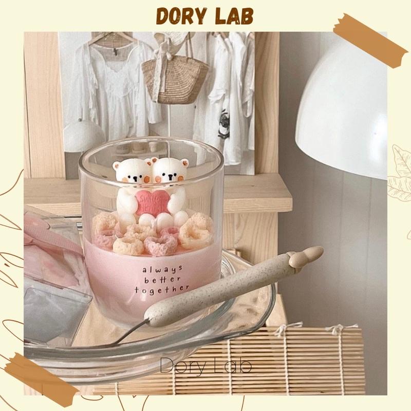 Nến Thơm Ly Couple Gấu Mix Topping Handmade, Phụ Kiện Decor, Quà Tặng - Dory Lab