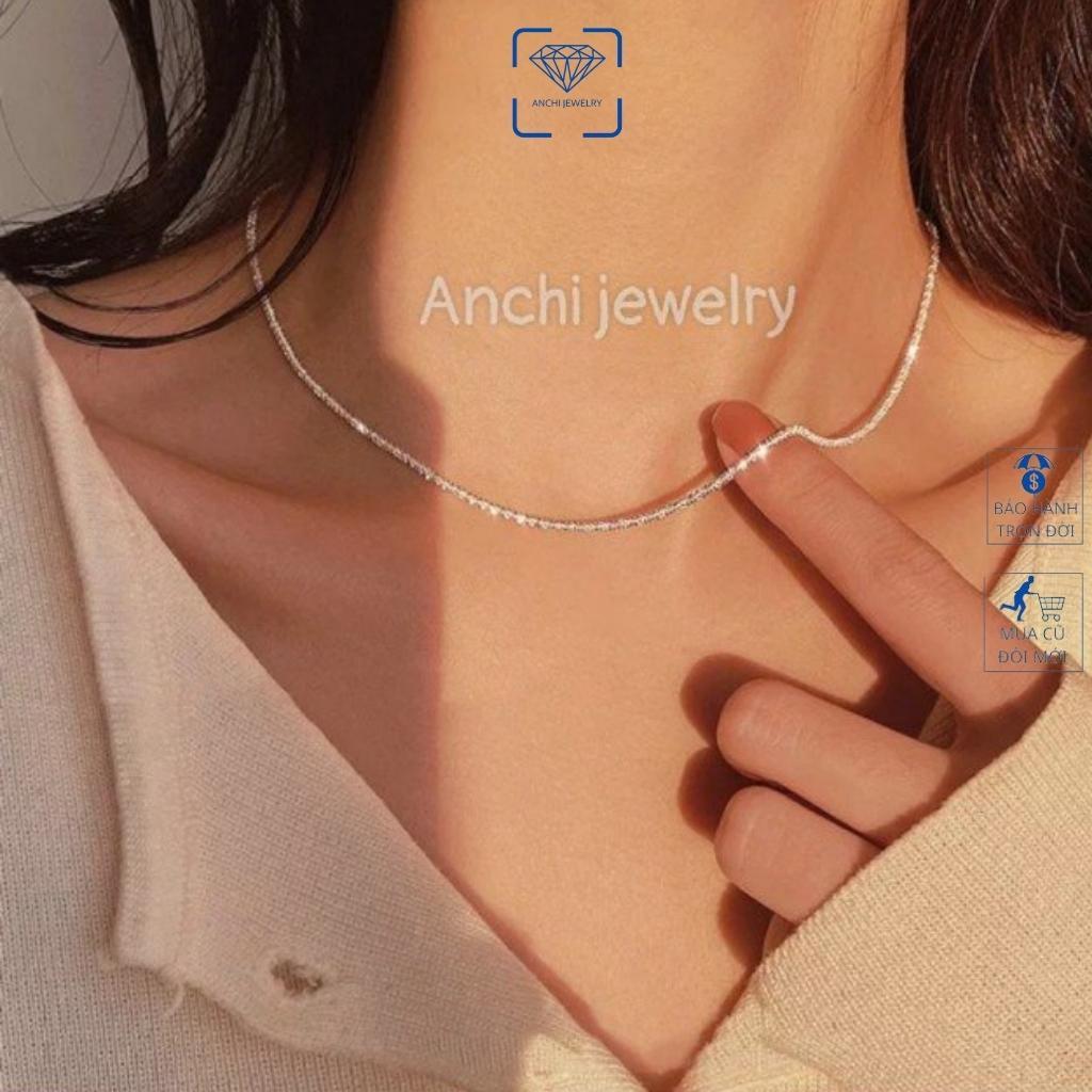 Dây chuyền nữ bạc 925 trơn sợi to thời trang Hàn Quốc, Anchi jewelry