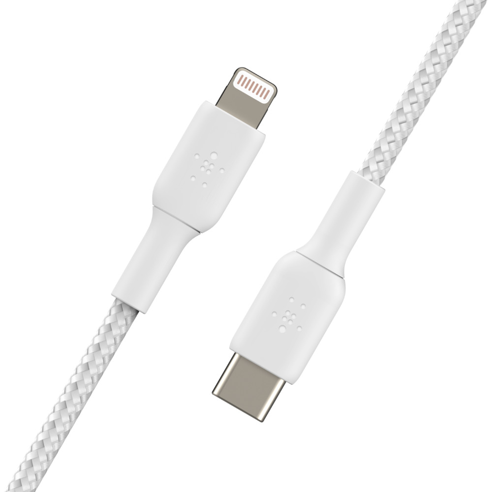 Cáp USB-C to Lightning BOOST↑CHARGE Belkin vỏ dù, chứng chỉ MFi, sạc nhanh 30W, 1m & 2m - Hàng Chính Hãng CAA004bt