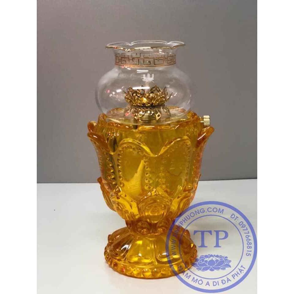 Đèn thờ đốt bằng dầu - thuỷ tinh cao cấp - cao 21cm
