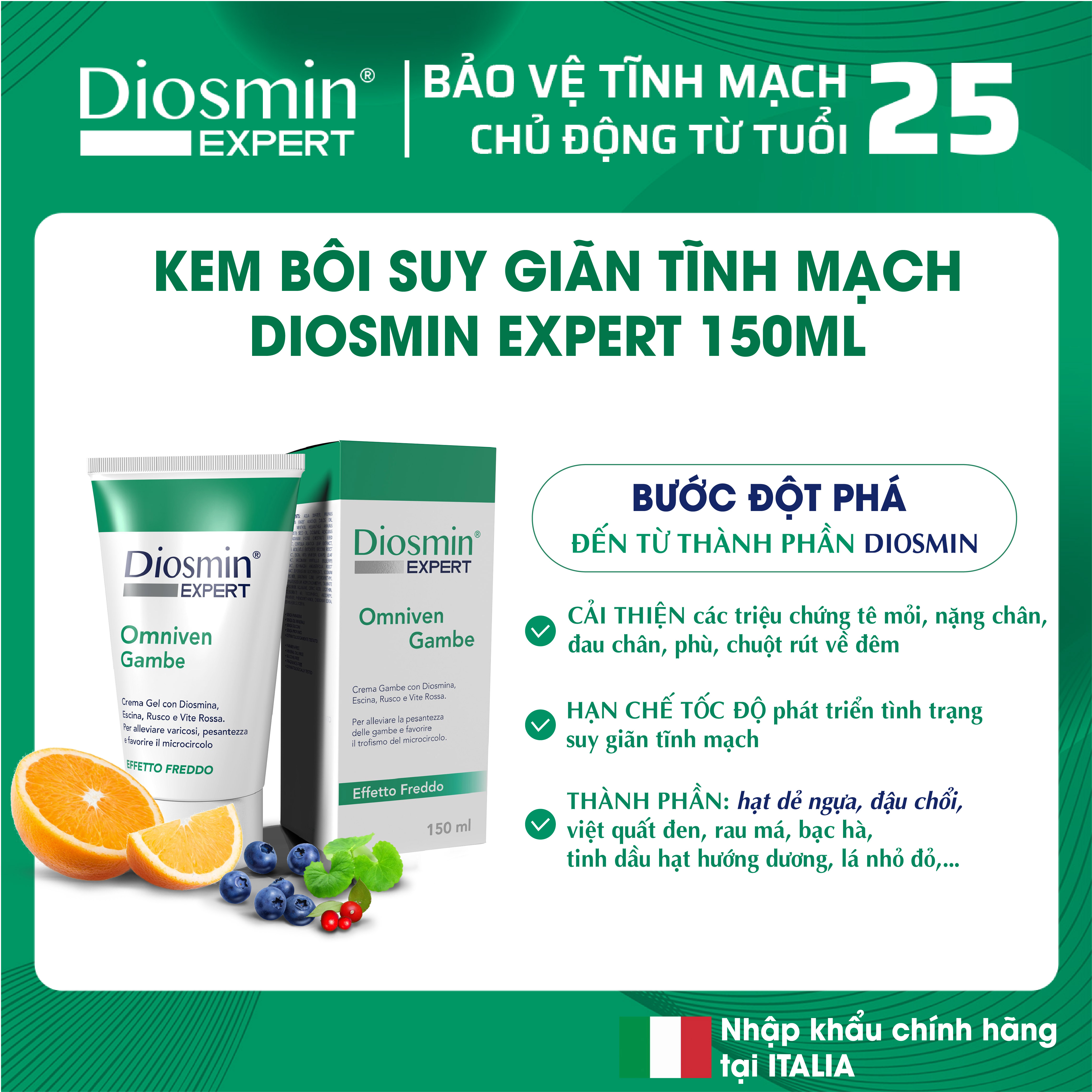 Kem bôi suy giãn tĩnh mạch Diosmin Expert