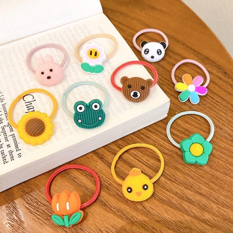 Set 10 Dây Cột Tóc Hình Trái Cây/ Động Vật/ Động Vật Hoạt Hình Ngọt Ngào Thời Trang Cho Bé Gái