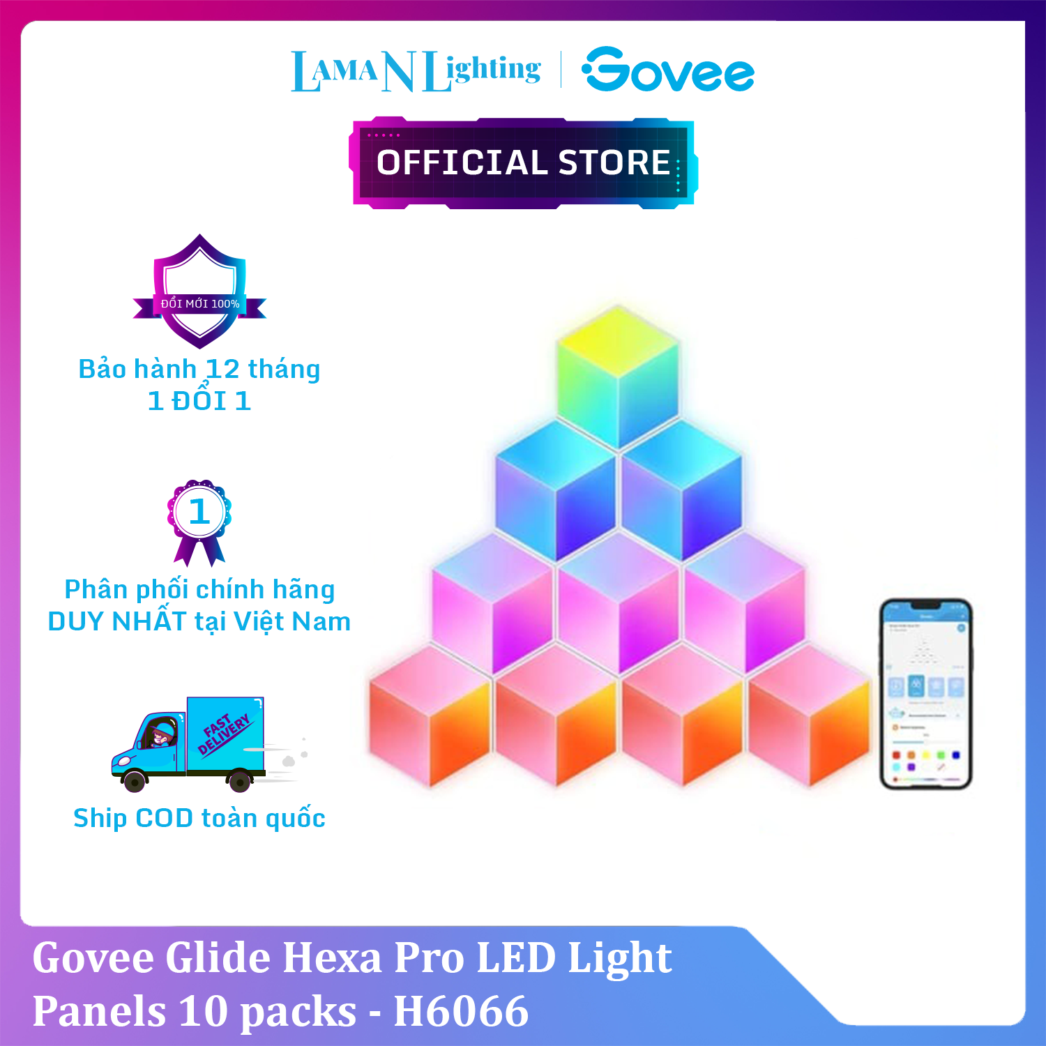 Đèn LED lục giác Govee Glide Hexa Pro LED Light Panels H6066 | Thiết kế độc đáo, hiện đại, thông minh