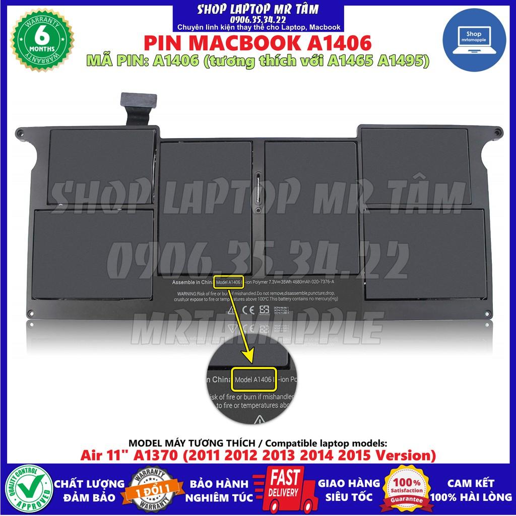 Pin MACBOOK A1406 (ZIN) - 6 CELL - Air 11&quot; A1406 A1465 A1495 A1370 (2011 2012 2013 2014 2015 Version)