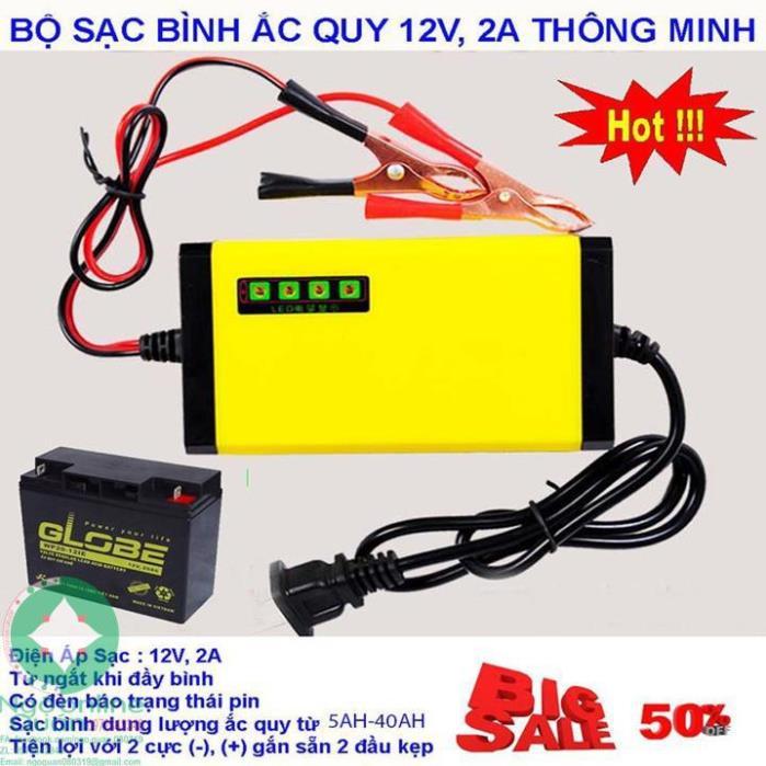 ̣̂ ̣ ̀ ̆́  tự động ngắt 12V 2Ah-20Ah sạc acquy xe máy, xe ô tô, có đèn led báo đầy