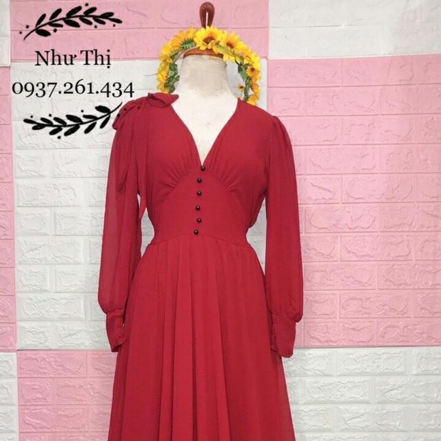 (Miễn phí chỉnh váy) đầm maxi tay dài váy xoè tiểu thư vintage đi tiệc du lịch chụp hình cưới sang trọng cao cấp