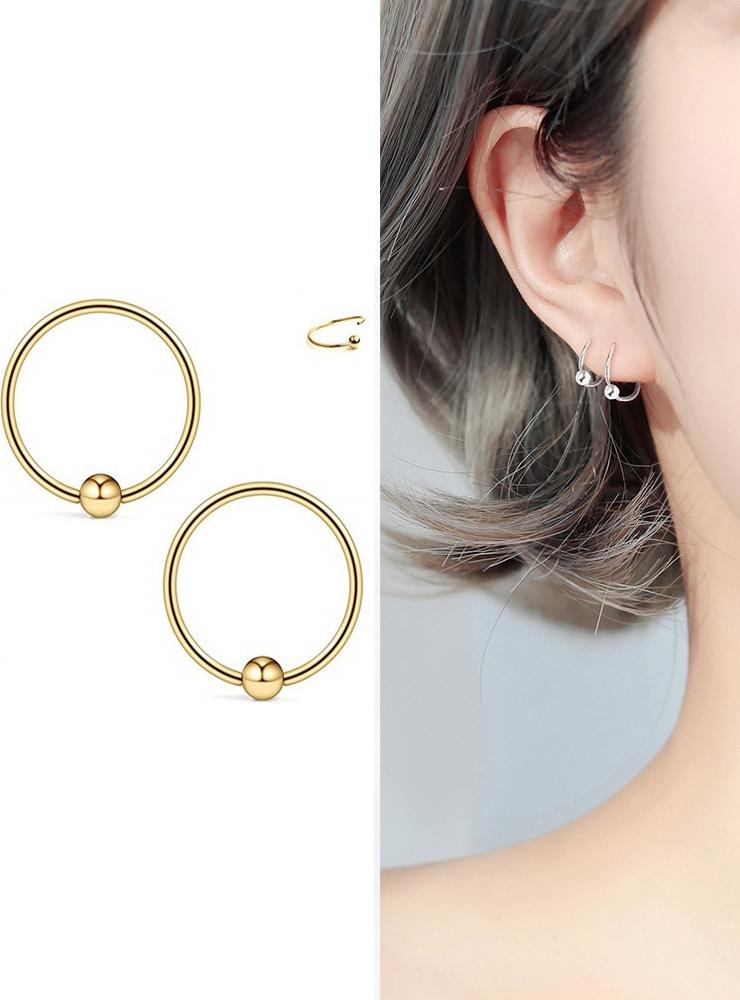 Bông tai khuyên tai idol tròn mảnh nhiều size style Unisex Hàn Quốc 01 đôi