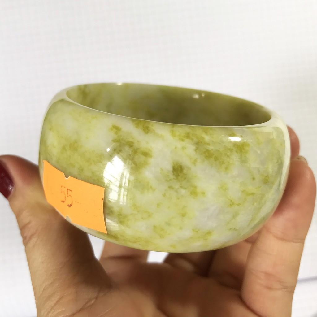 Vòng tay ngọc tự nhiên màu vàng chanh cho người mệnh Thủy và Kim cao 3.0cm