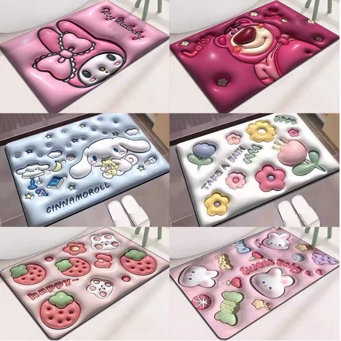 Thảm lau chân 3D in hình siêu cute, thảm chùi chân silicone thấm nước chống trượt GD724-ThamNoi