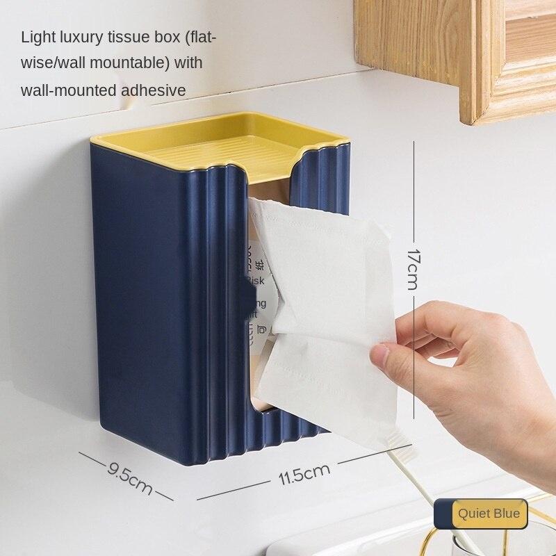 Hộp Đựng Khăn Giấy Gắn Tường Bằng Nhựa Không Cần Đục Lỗ Chống Bụi Màu Sắc Sáng Tạo