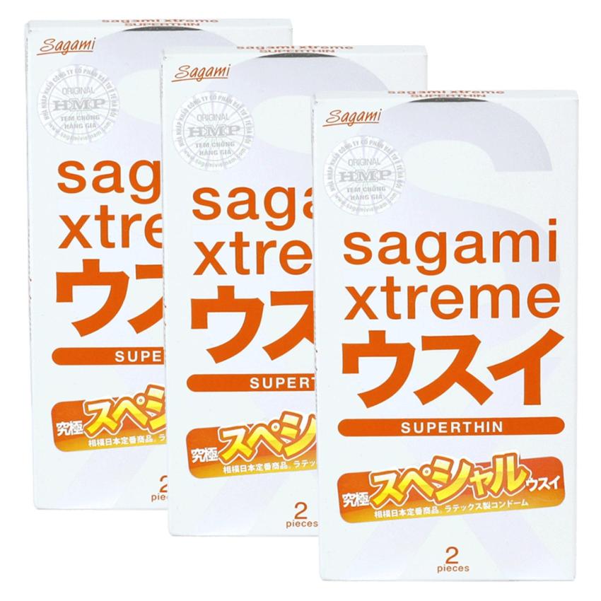 Bộ 3 Hộp Bao Cao Su Sagami Xtreme Super Thin (2 Cái/Hộp)