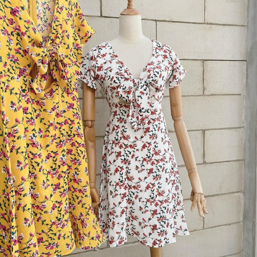 ĐẦM HOA THẮT NƠ NGỰC - 3 MÀU - DA2120