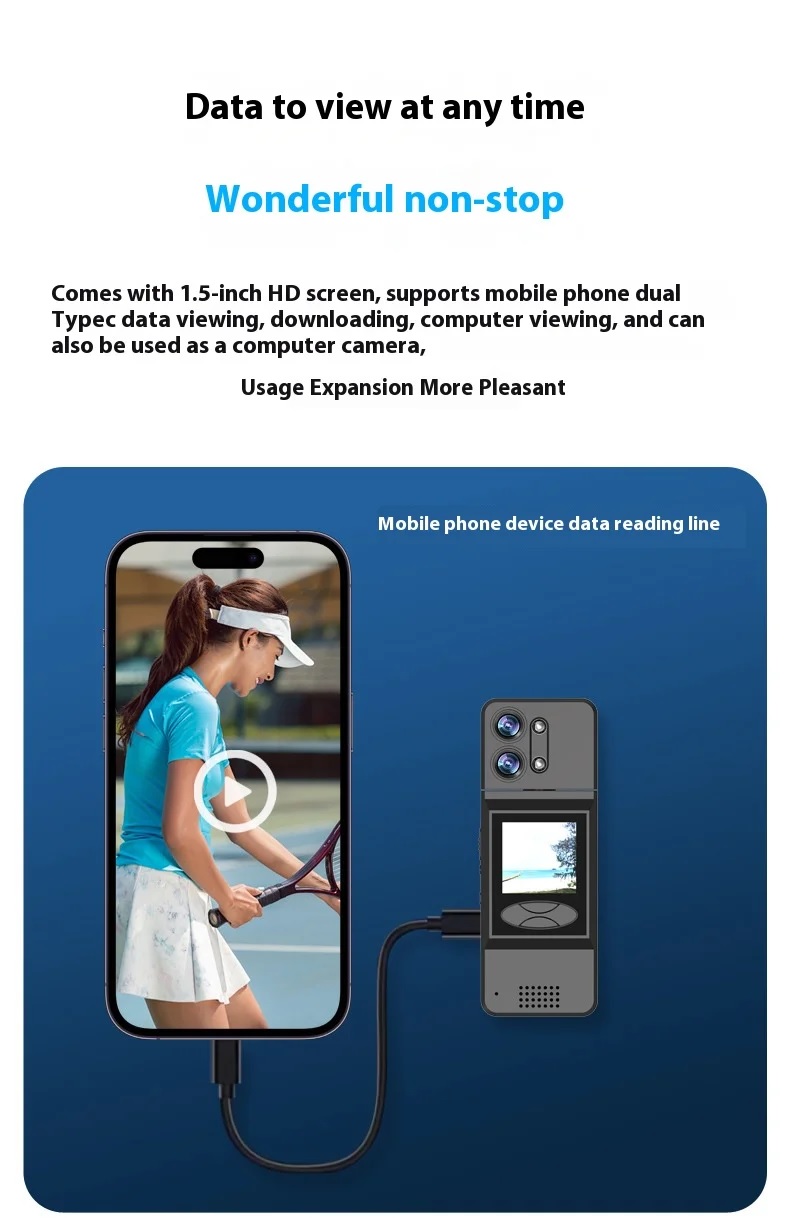 ROGTZ Máy Quay Phim Hành Động Thể Thao Đeo Trên Người, Camera Góc Rộng 2K, Màn Hình 1,5 inch, Ống Kính Xoay 180 Độ Action A3 - Hàng Nhập Khẩu