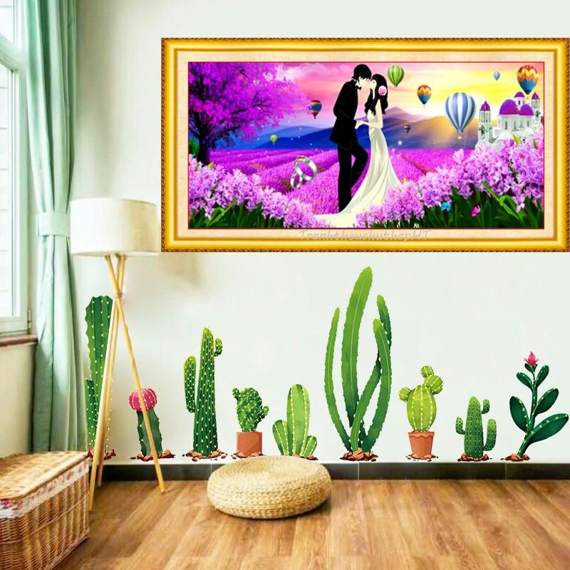 Tranh đính đá - Tranh thêu chữ thập Lãng mạng ngày cưới - size: 110*50cm - tự thêu