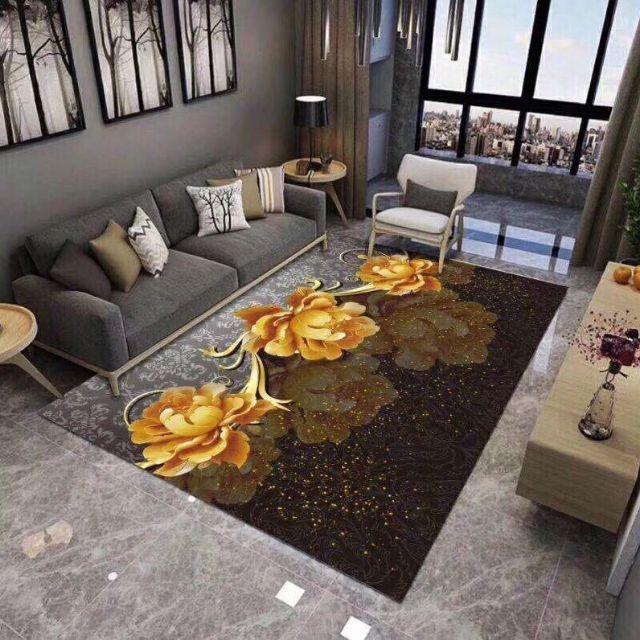 Thảm nỉ BALI trải sàn loại 1m6 x 2m3 mẫu Hoa hồng đẹp