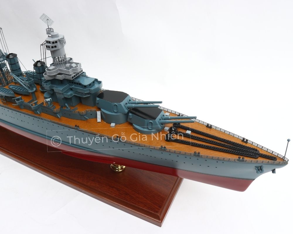 Mô Hình Thuyền Gỗ Phong Thủy Dạng Thuyền Chiến USS WEST VIRGINIA Chính Hãng Hàng Xuất Khẩu Chất Lượng Cao