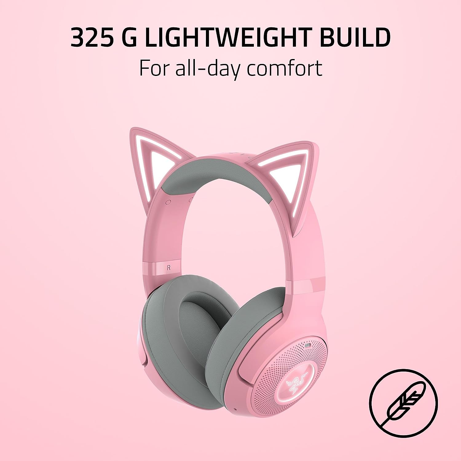 Tai nghe không dây choàng đầu Razer Kraken Kitty V2 BT-Hồng(Quartz Edition)-Wireless Bluetooth RGB Headset with Kitty Ears_Mới, hàng chính hãng