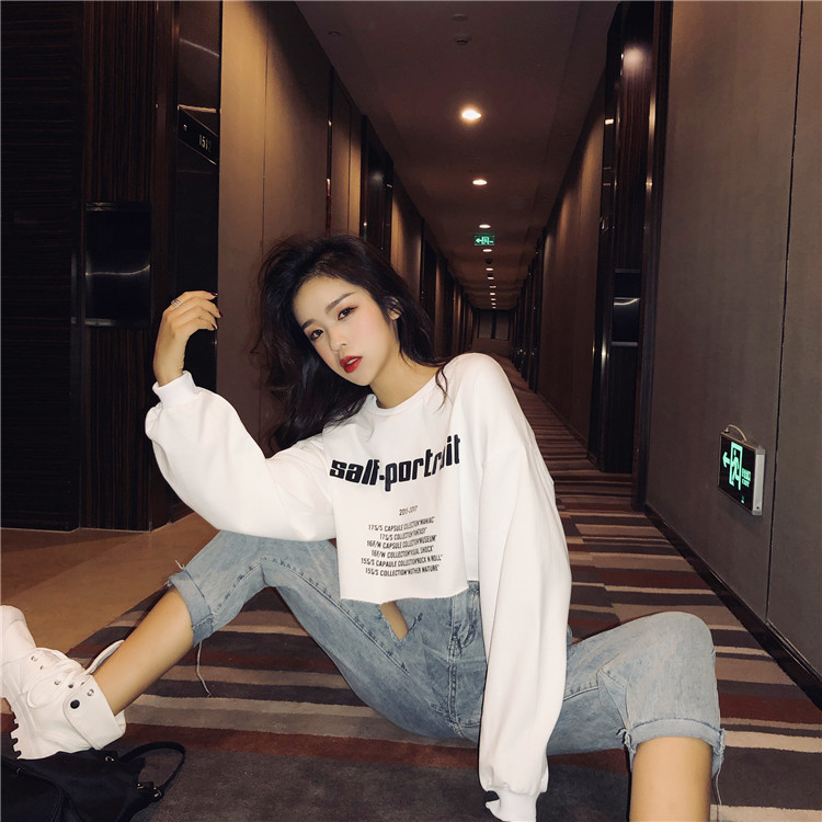 Áo Phông Ngắn Tay Cho Nữ, Áo Crop Top Tay Ngắn, Dáng Rộng, Phong Cách Hàn Quốc