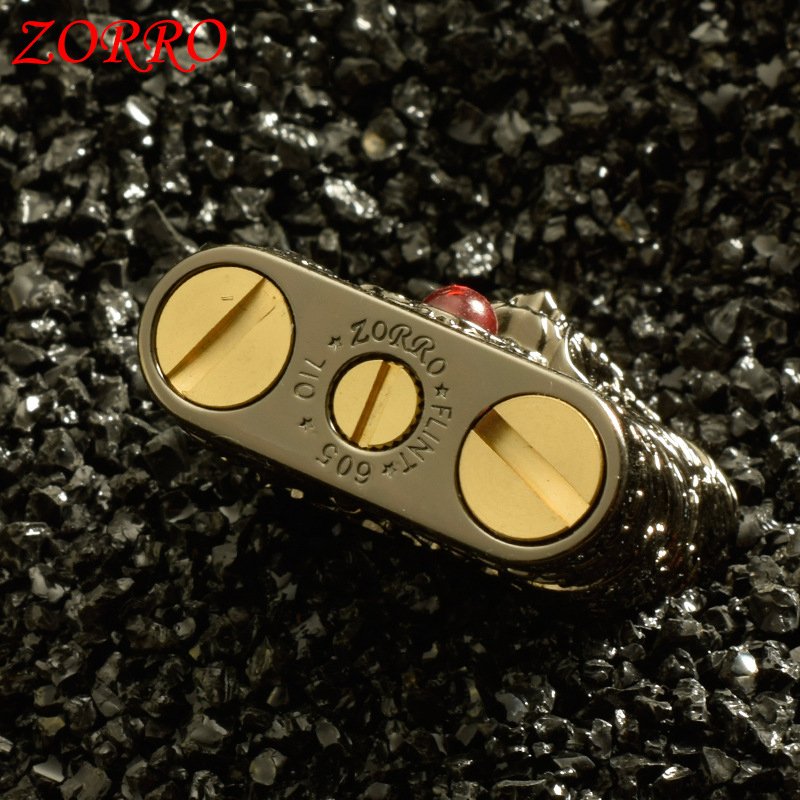 Vỏ Hột Quẹt Bật Lửa Xăng Đá Cối Xoay Zorro Z592-608 Đánh Lửa Tự Động Hình Rồng Cuộn Nhả Ngọc May Mắn