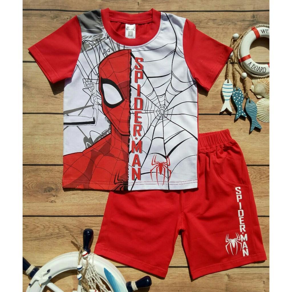 Bộ thun cotton spiderman người nhện bé trai