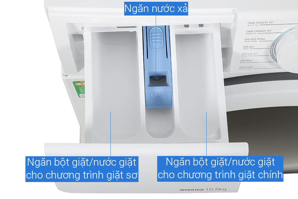 Máy giặt Casper Inverter 10.5 KG WF-105I140BWC - Hàng chính hãng - Chỉ giao HCM